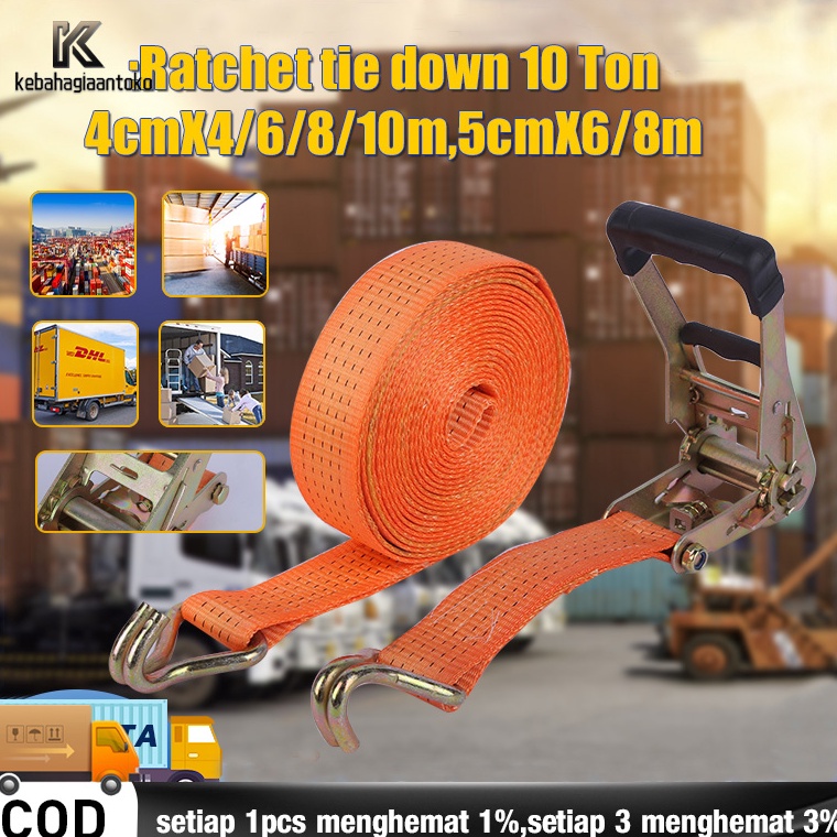 Pc rachet tie down81 meter Trek belt 1 ton tali soundtali barangTrack webbing cargo lashing 5CM8mete