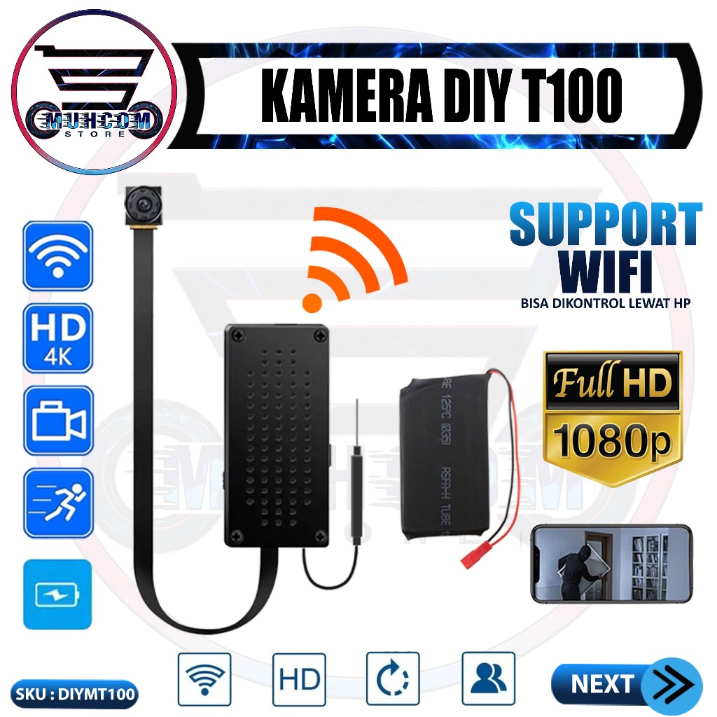 Kamera Pengintai Mini Spy IP Camera Diy Module T100 Wifi Wireless Full HD 1080P Motion Detection Hid