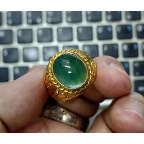 Batu Bacan Doko Hijau Botol BC078 Body Glass Size Kantoran Ikatan Perak