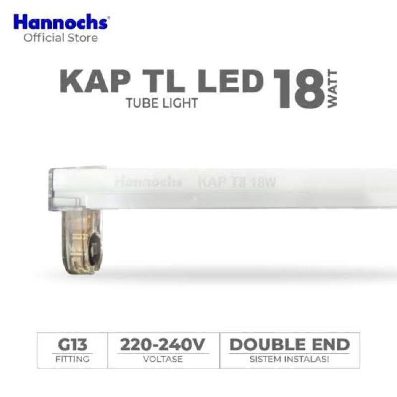 Kap Lampu TL (T8) LED Hannochs 120 CM (bisa untuk TL Double End Hannochs 18, 30, dan 40 Watt) / Kap 