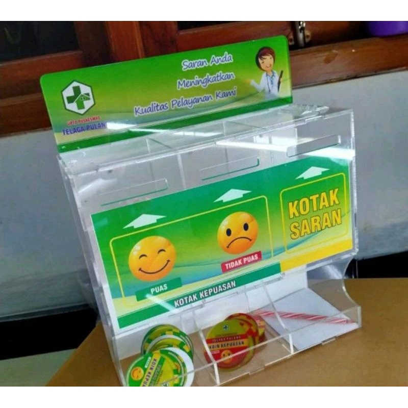 akrilik kotak saran & kepuasan lengkap dengan wadah koin kepuasan