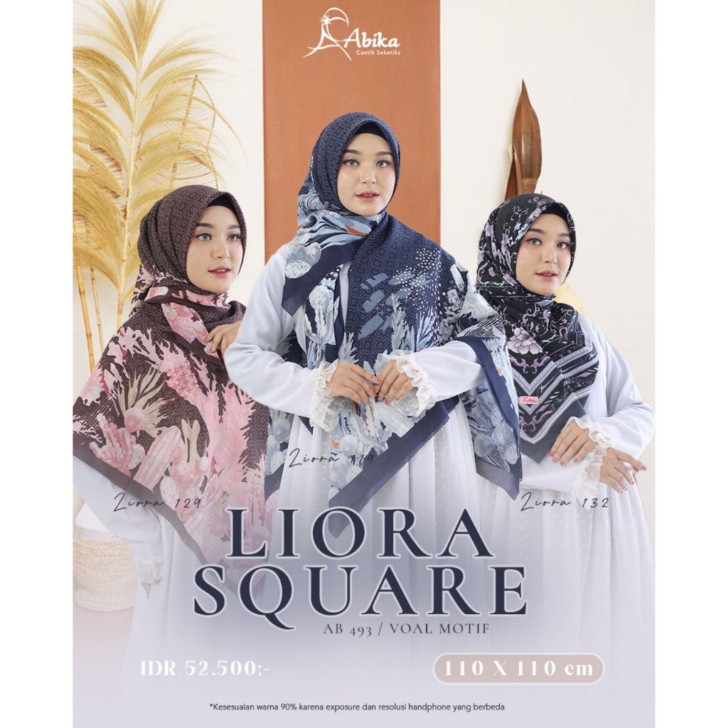 HIJAB SEGIEMPAT MOTIF TERBARU LIORA SQUARE BY ABIKA