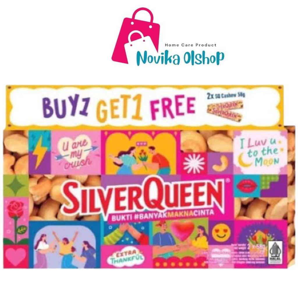

COKLAT SILVERQUEEN CASHEW 58 GR 2 PCS SILVERQUEEN METE COKLAT GIVE THANKS
