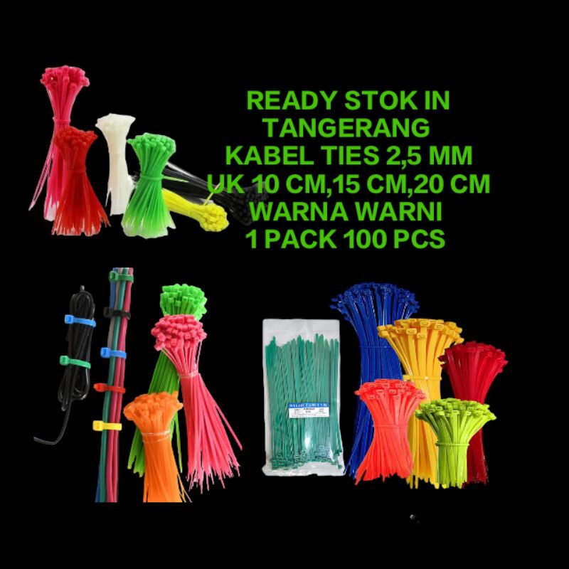 

REJEKI 9393 - NEW KABEL TIE WARNA 2,5 mm x 10 - 20 CM ISI 100 PCS