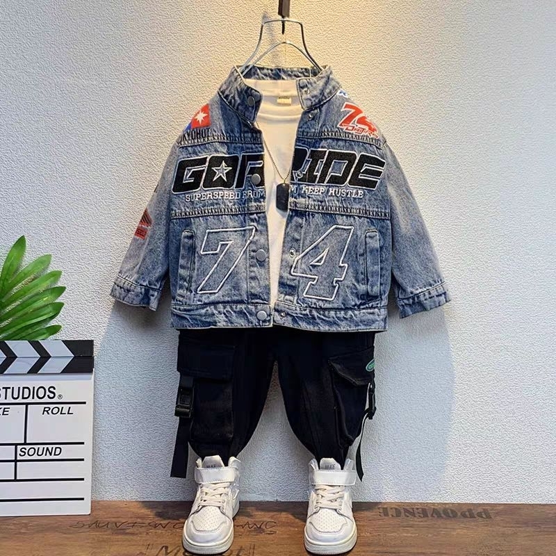 Jacket Jeans Anak Laki Remaja Cowok Impor Bikers Racing Denim