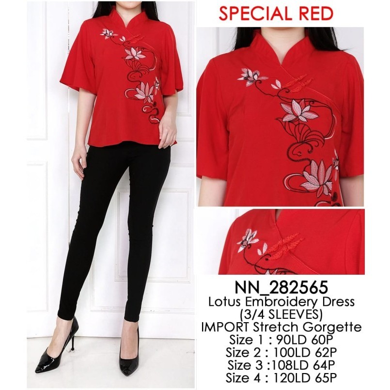 Baju Cheongsam Wanita Atasan blouse cheongsam merah
