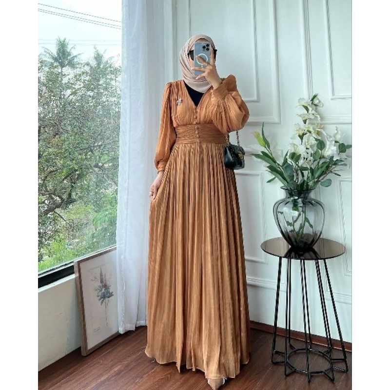 Yasmin Shimmer dress gamis wanita shimmer silk premium