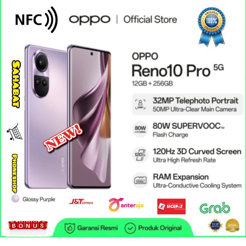 OPPO RENO 10 PRO 5G RAM 12/256 GB( 12 GB + 8 GB EXPANSION RAM) GARANSI RESMI
