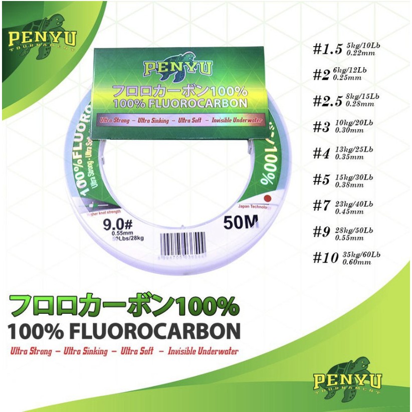 SENAR LEADER PENYU FLUROCARBON INVISIBLE 20lbs/40lbs/50lbs