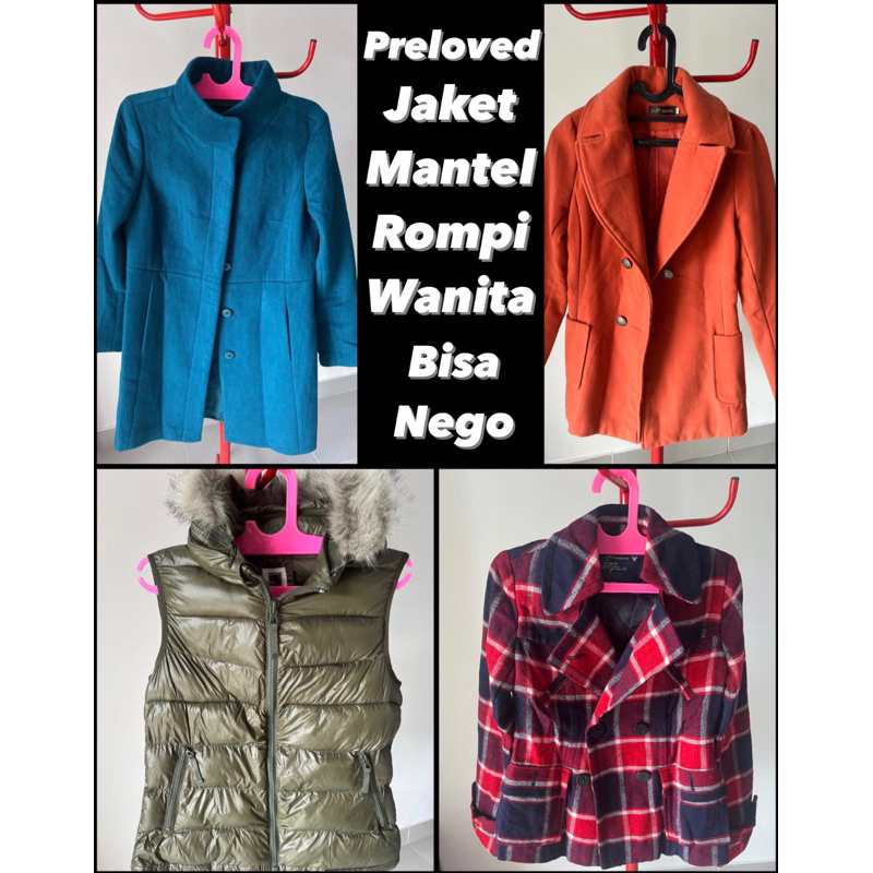 Preloved Jaket Mantel Coat Wanita/ Thrift Thrifting Jaket Mantel Rompi Wanita