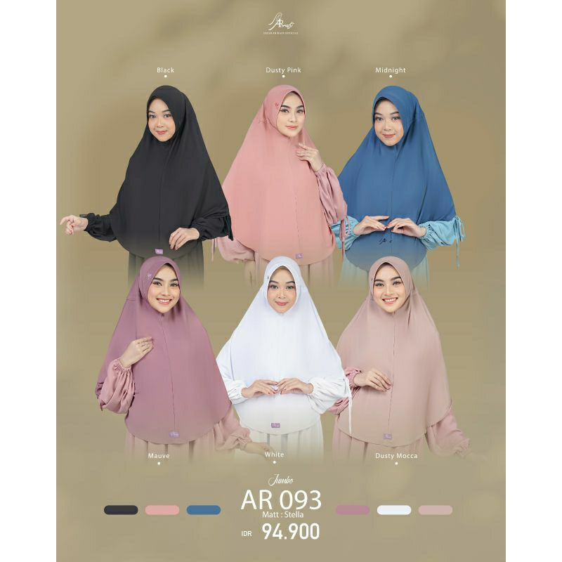 Bergo terlaris ArRafi AR 093 Jumbo // hijab jilbab kerudung krudung polos Jumbo tali serut Ar Rafi t