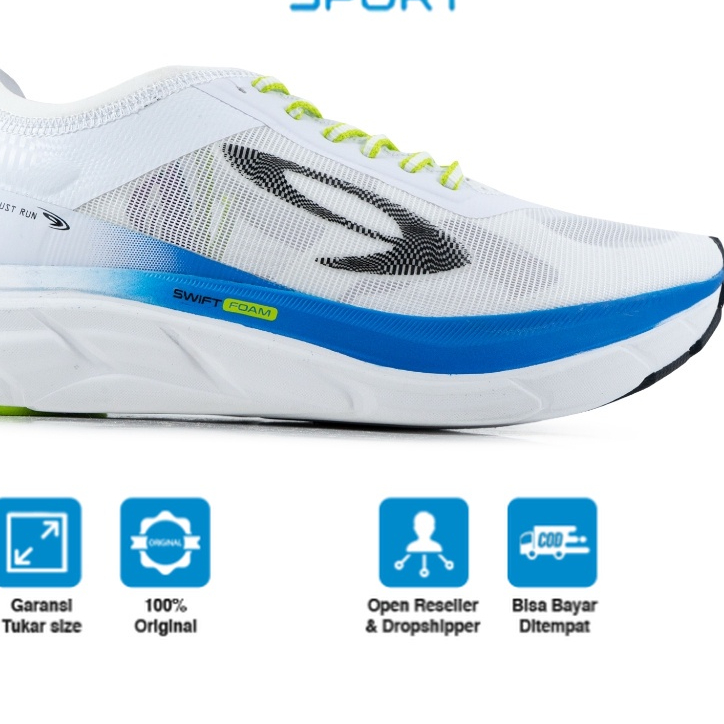910Nineten Sepatu Lari GEIST EKIDEN HYPERPULSE - Putih/Biru/Hijau Neon