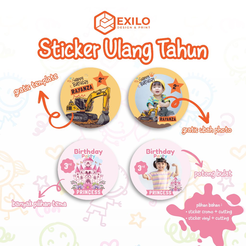 Stiker Label Ulang Tahun Anak