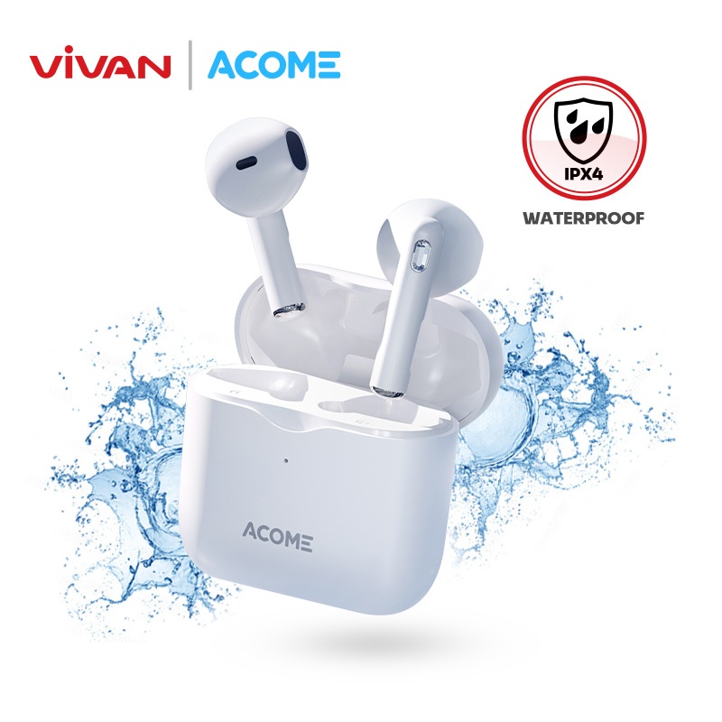 VIVAN X ACOME Headset Earphone TWS Bluetooth 5.3 IPX4 Waterproof 3 Gram Ultra Light Inpods AT01 Gara