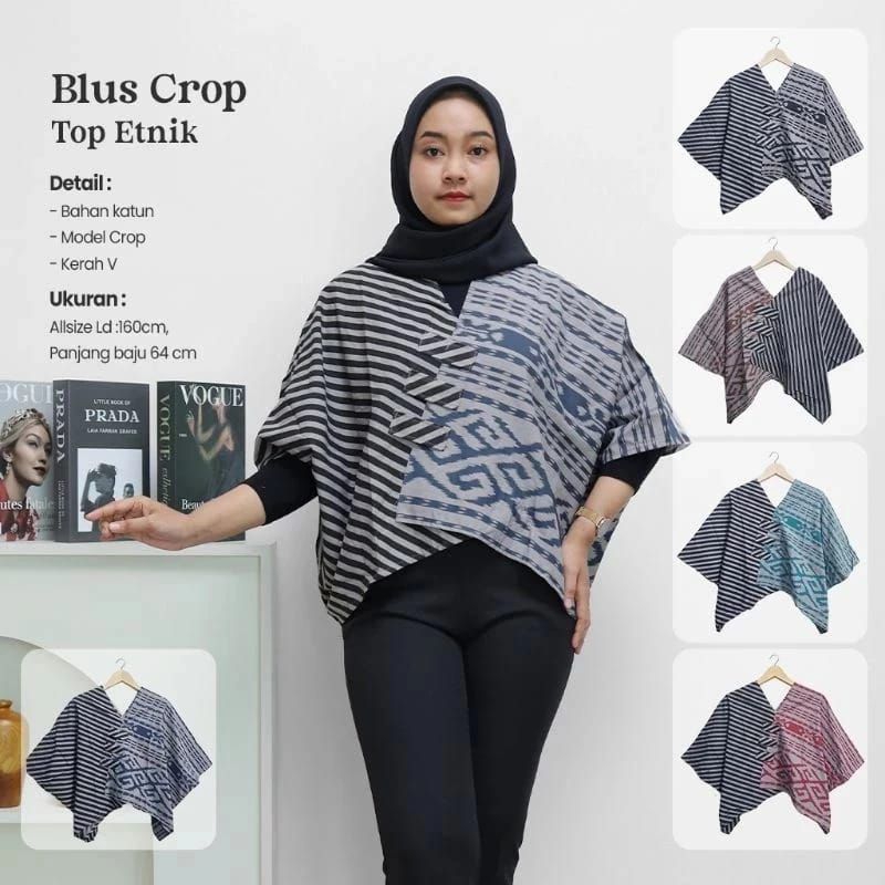Blus Batik Crop Top Motif Etnik - Sekar ayu