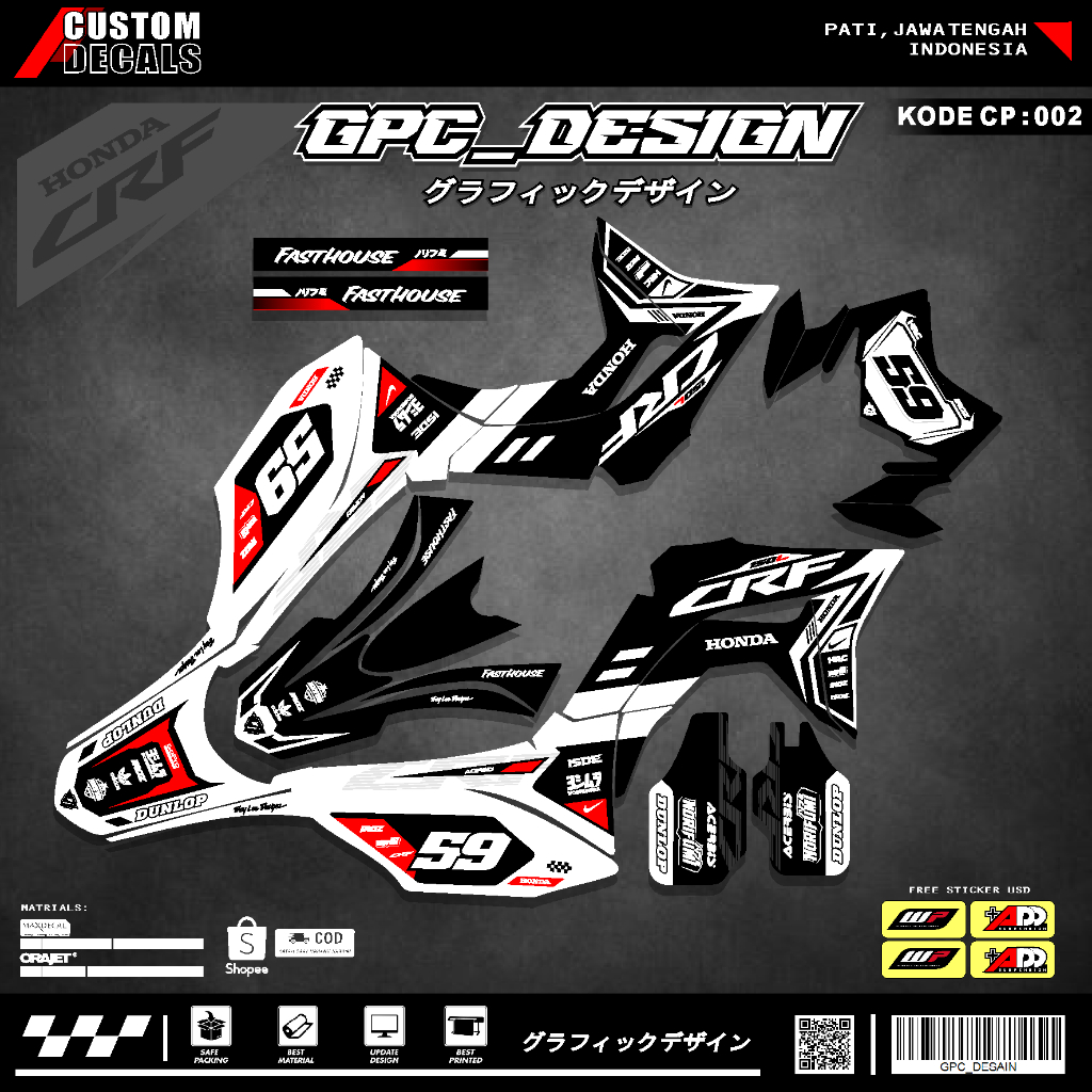 Sticker Decal Crf 150 L Full Body Decal Crf Custom Super Glossy Desain Kece Terbaru GPC 02