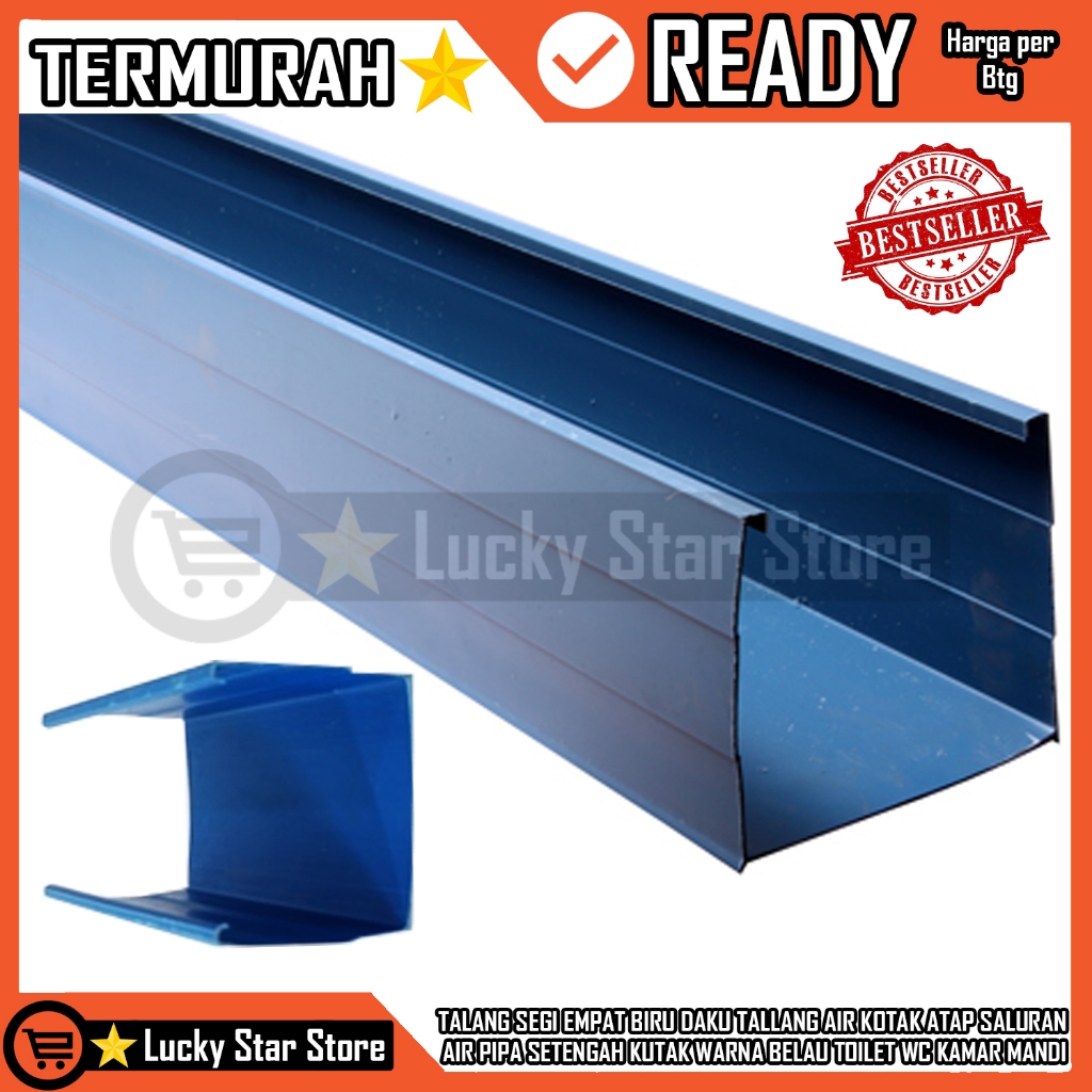 TALANG SEGI EMPAT BIRU DAKU TALLANG AIR KOTAK ATAP SALURAN AIR PIPA SETENGAH KUTAK WARNA BELAU TOILE