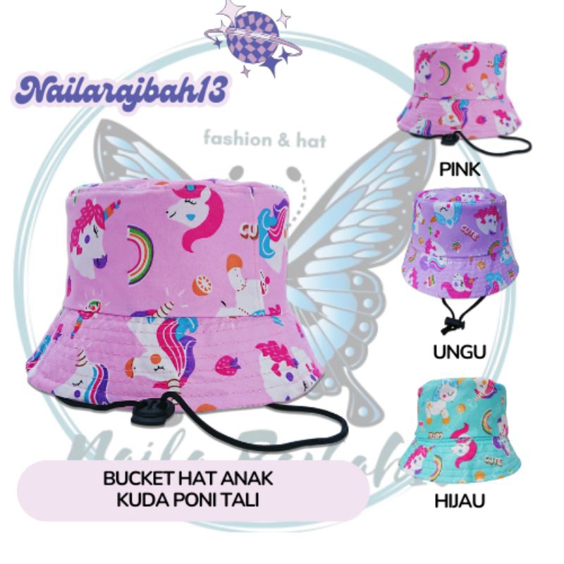 Topi Bucket Anak Kuda Poni Tali Perempuan