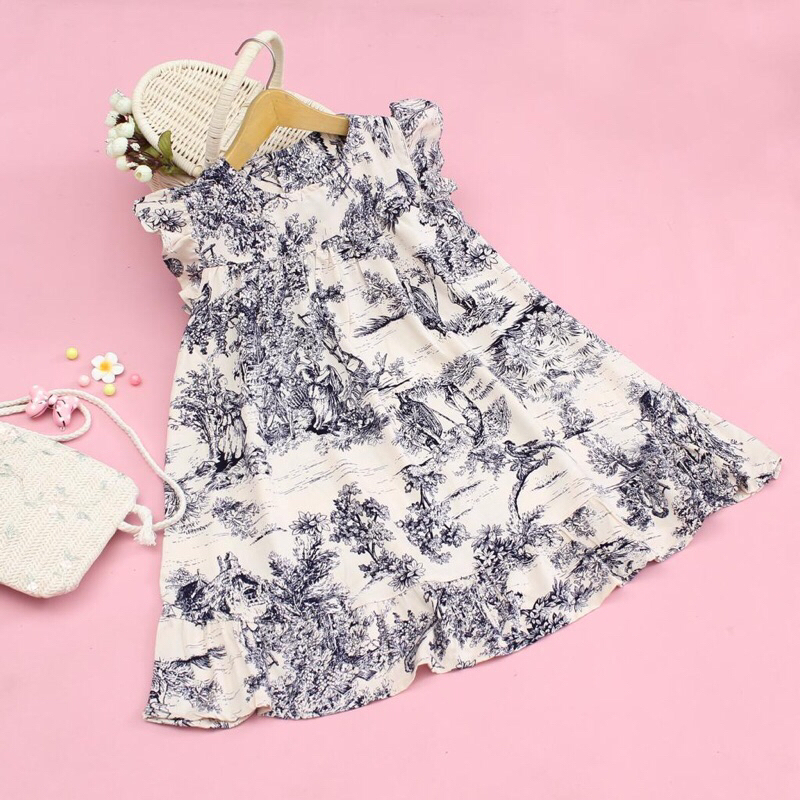 dress anak - daster anak - tunik anak - gaun anak - dress anak lengan pendek motif dior - dress anak