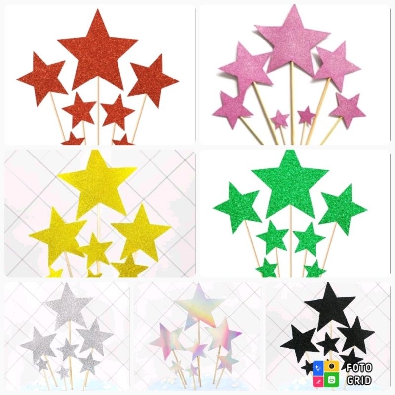 TOPPER BINTANG GLITTER SET 7 PCS