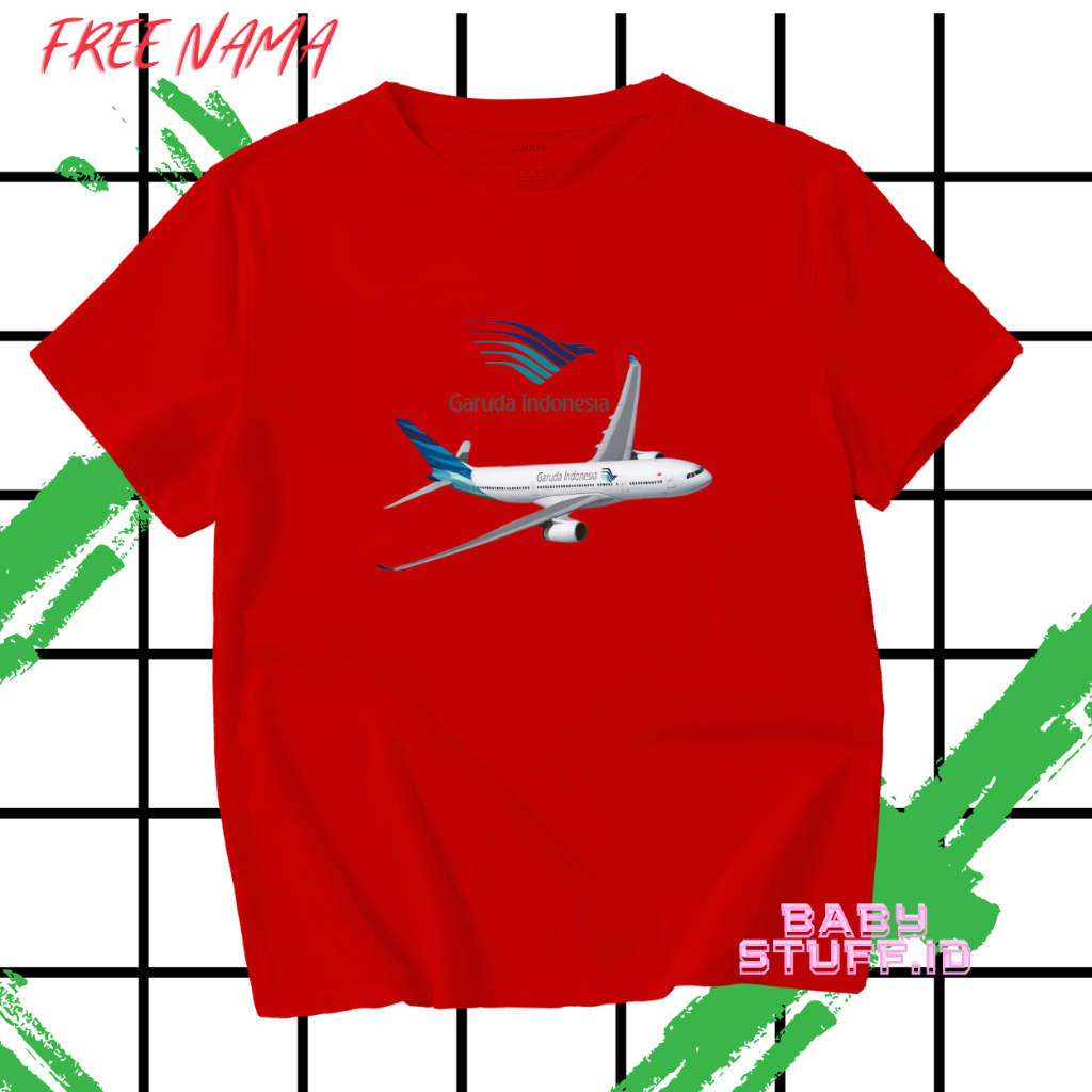 Kaos Anak Pendek Custtom Gambar Pesawat Garuda Indonesia Terlaris
