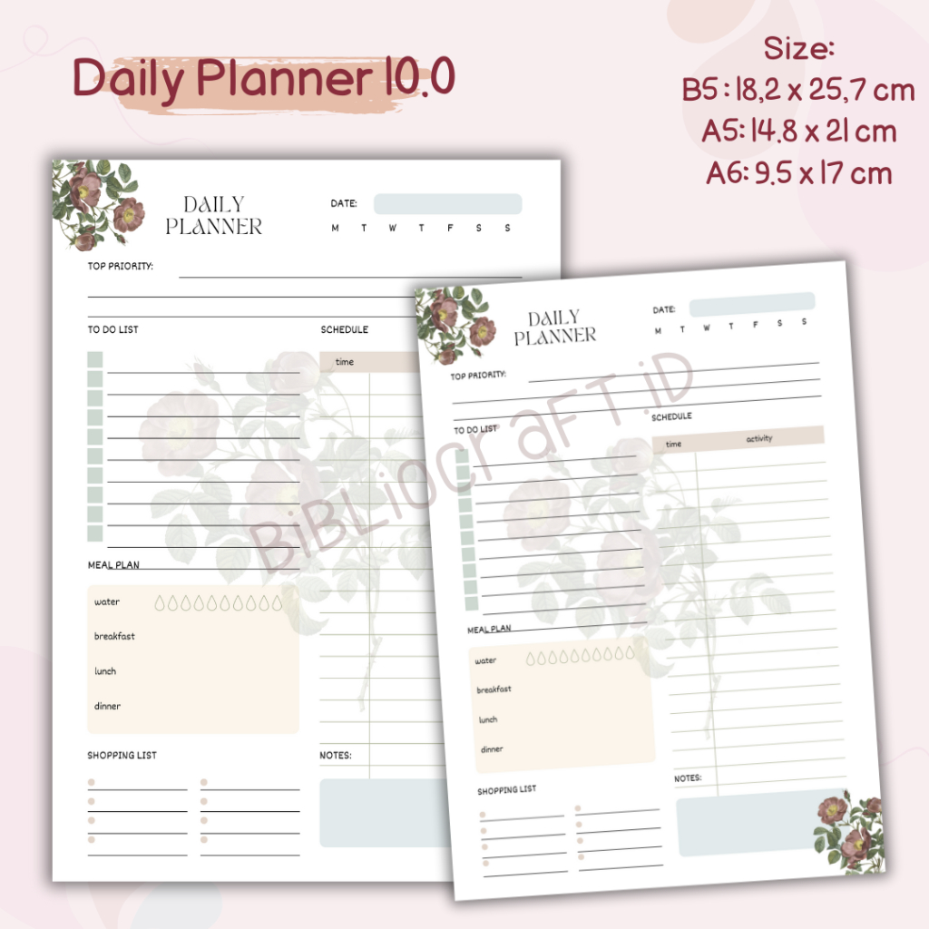 

[DP 10.0] Daily Planner / Bullet Journal / Planner Harian Loose Leaf | 20 holes | 20 Lubang | 6 Holes | 6 Lubang - [Design 10]