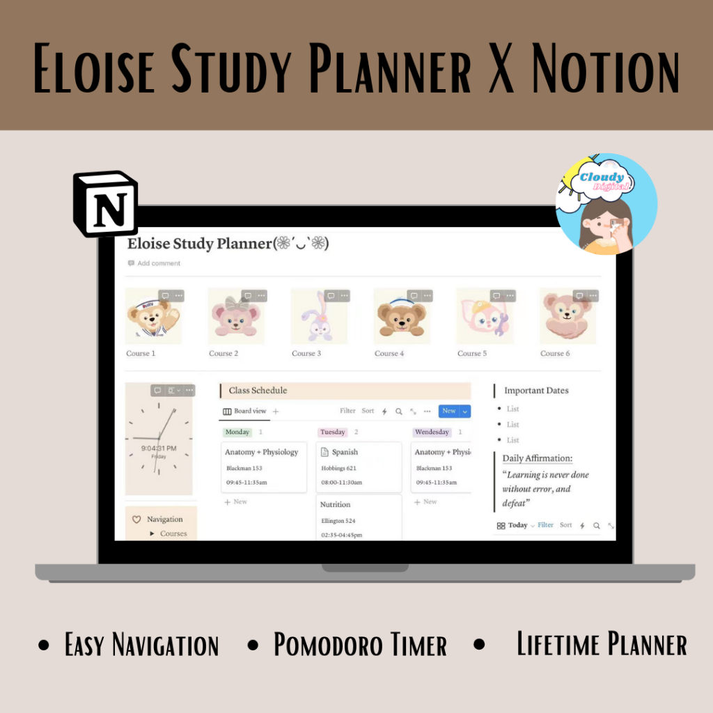 Notion Study Planner  lifetime --- Eloise Study Planner X Notion