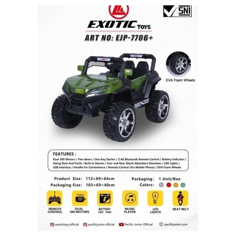 Mobil Aki Exotic JEEP EJP 7706+ Ban Karet Mainan Anak Mobil Remot
