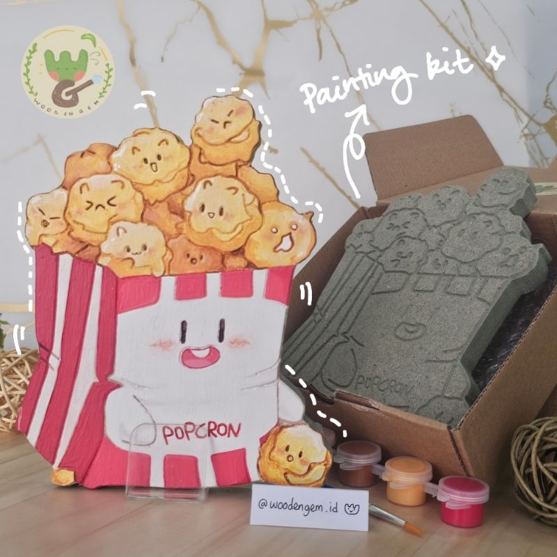 

DIY Wood Character Painting Kit Mewarnai Melukis Kayu Karakter Mainan Edukatif Anak Hampers Souvenir POPCORN | Woodengem