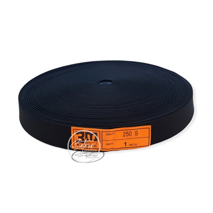 Elastis 3M / Bahan Elastic 3M / Karet Elastis 3M 1 inch 2,5cm Hitam