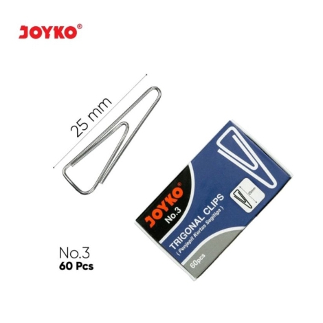 

(1 Kotak Kecil) GROSIR Trigonal Clip Joyko No 3 / Paper Klip / Penjepit Kertas Joyko No 3
