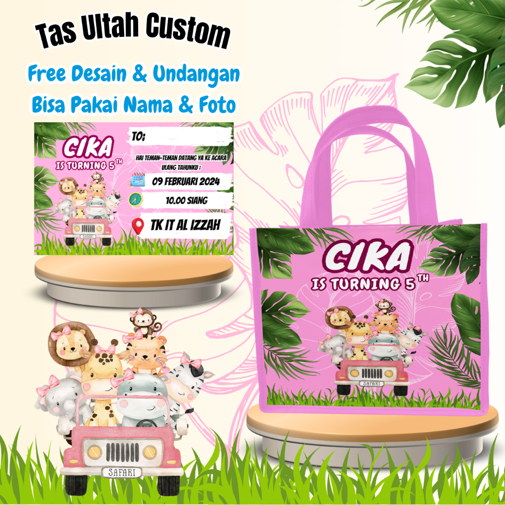 

50 Pcs Tas Ulang Tahun Anak Free Custom Desain Cewek Cowok Ukuran 20x25x14
