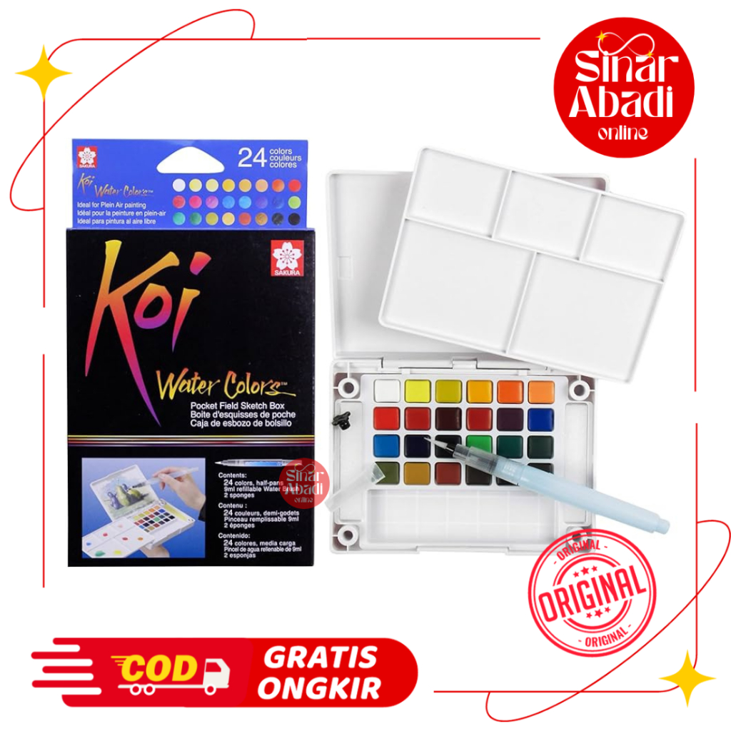 

CAT AIR PADAT 24 WARNA / SAKURA KOI WATER COLORS 24 COLORS