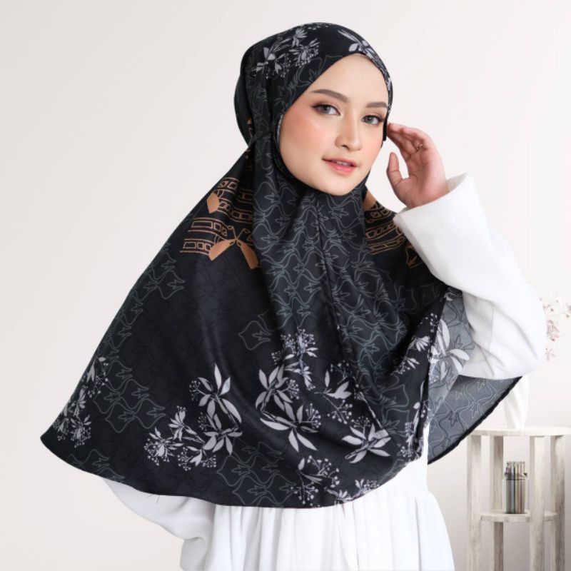 Maiza Bergo Motif Instan / Bergo Motif Premium /Jilbab Motif Tali Instan Kerudung Simpel