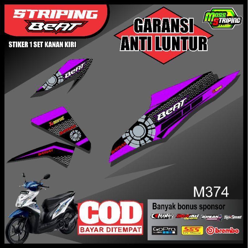 Striping stiker sticker motor Beat Fi 2013 2014 2015 Setiker setriping setrip strip aksesoris m374 m
