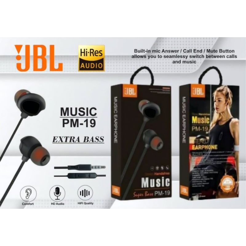 Headset Heandfree Music PM-19 ||Stereo Music Earphone
