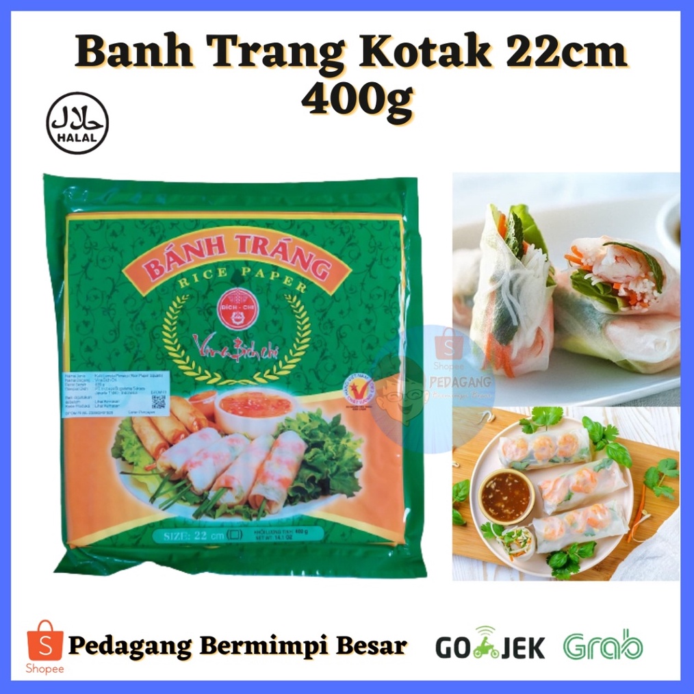 

1212 Fasion sale Banh Trang Rice Paper 4gr 22cm KOTAK Kulit Lumpia Vietnam Kotak Rice Paper Kotak Banh trang kotak 22cm