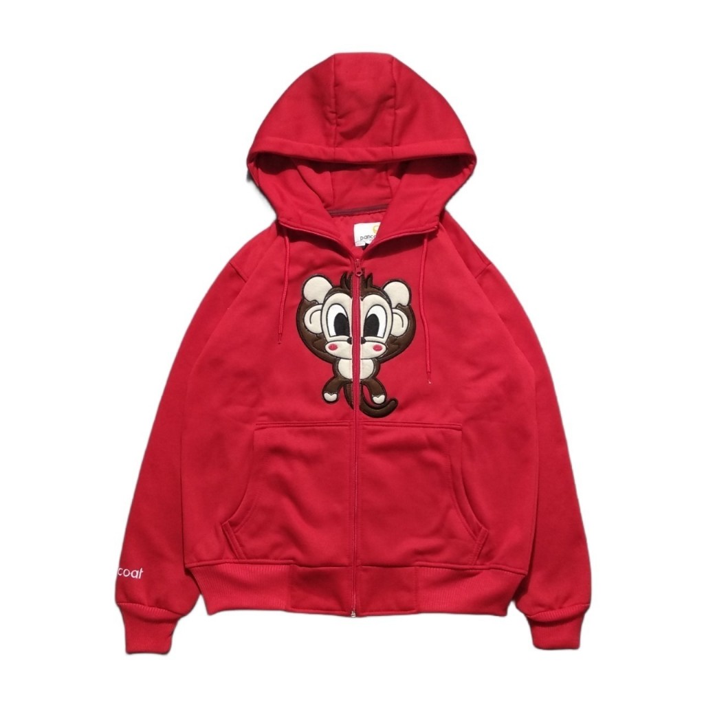 JAKET HOODIE ZIPPER PANCOAT MONKEY RED