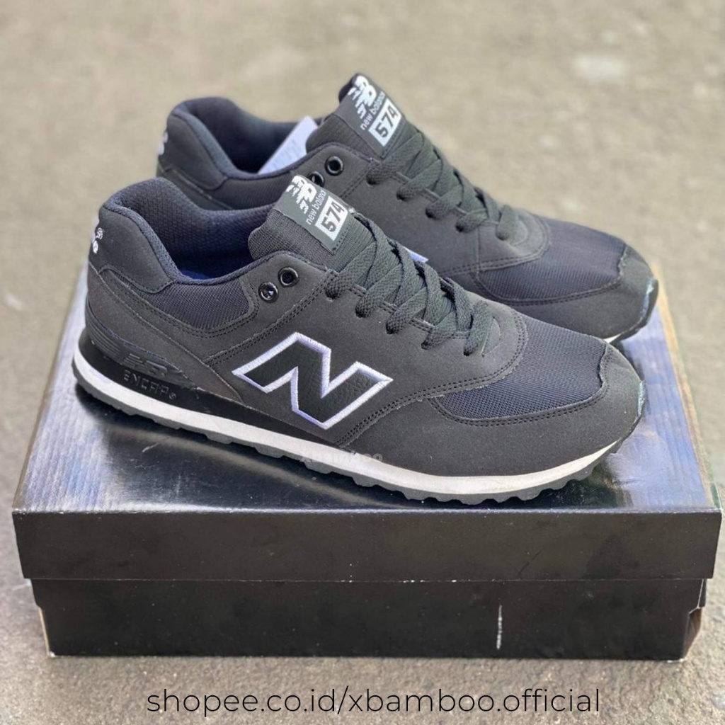 SEPATU NEW BALANCE 574 EGK BLACK GREY/Sepatu NB 574 Black White Grey Hitam Putih