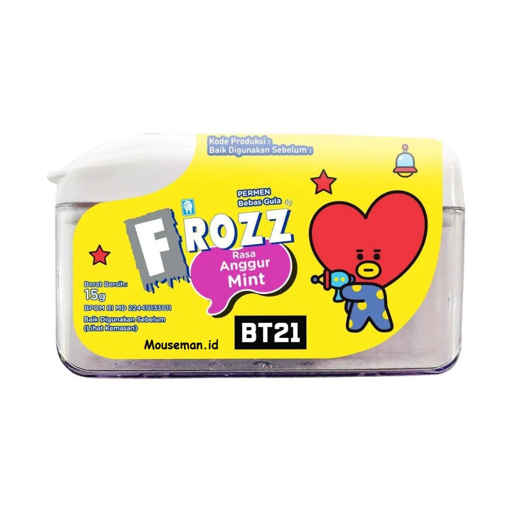 

Permen BT21 Bebas Gula FROZZ Rasa Anggur Mint 15gr