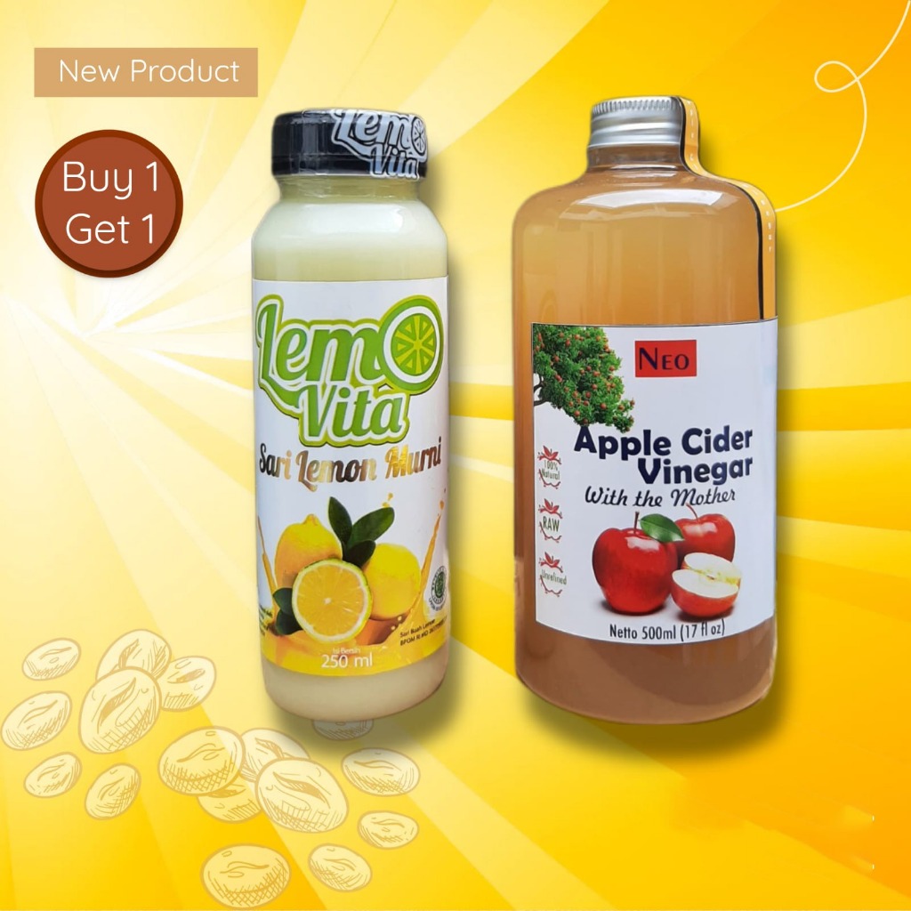 

Sari Lemon Lemovita 250ml+Cuka Apel 330ml-Paket bundling minuman enak juice botol Merah