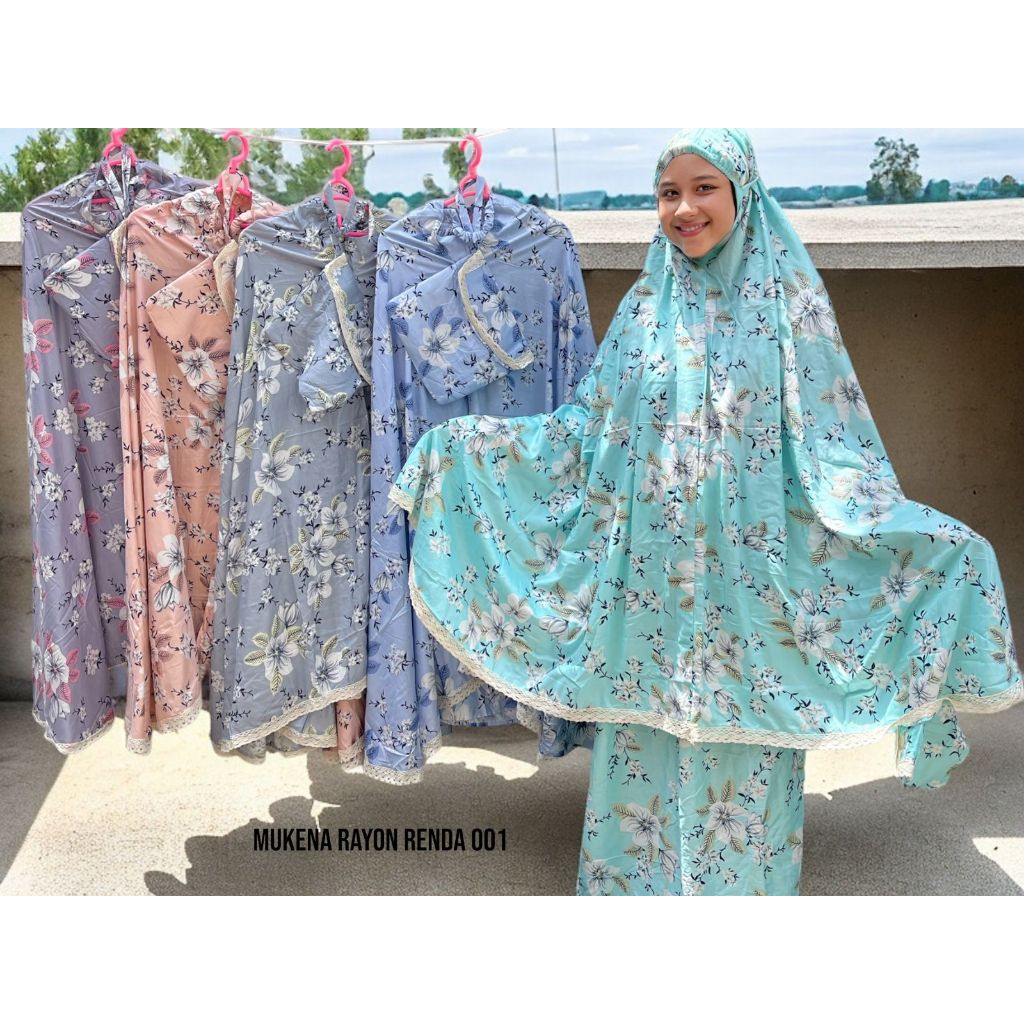Mukena Rayon Motif Bunga Renda Jumbo Wanita Dewasa