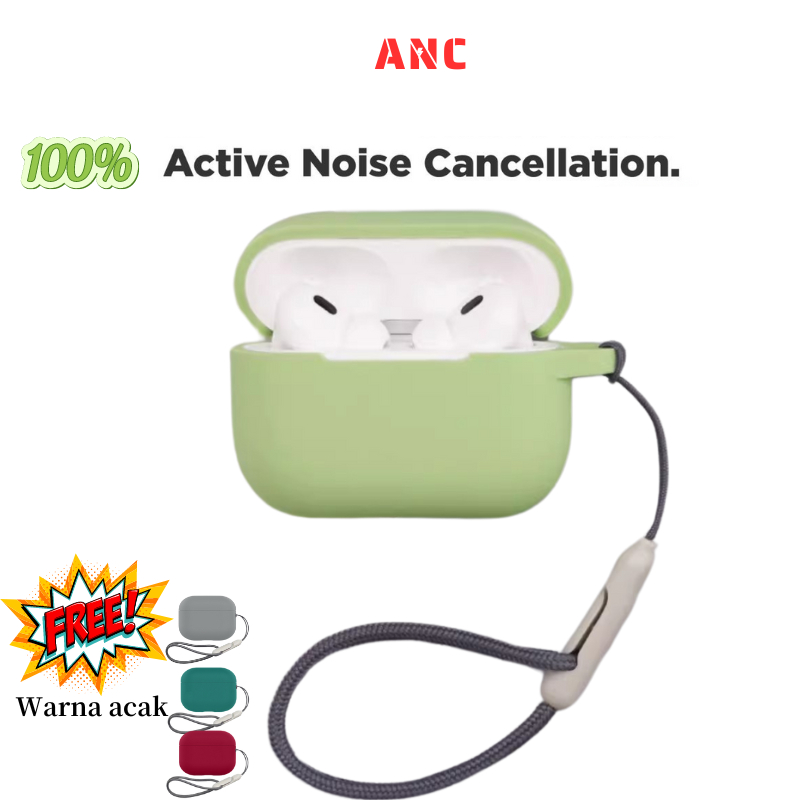 ANC Pods Pro 2 headset bluetooth 100% Active noise reduction tws earphone Headset gaming headset iphone with wireless Charging case + Free Silicone Softcase with Incase Lanyard for airpods Pro 2/airpods gen 3/airpods iphone