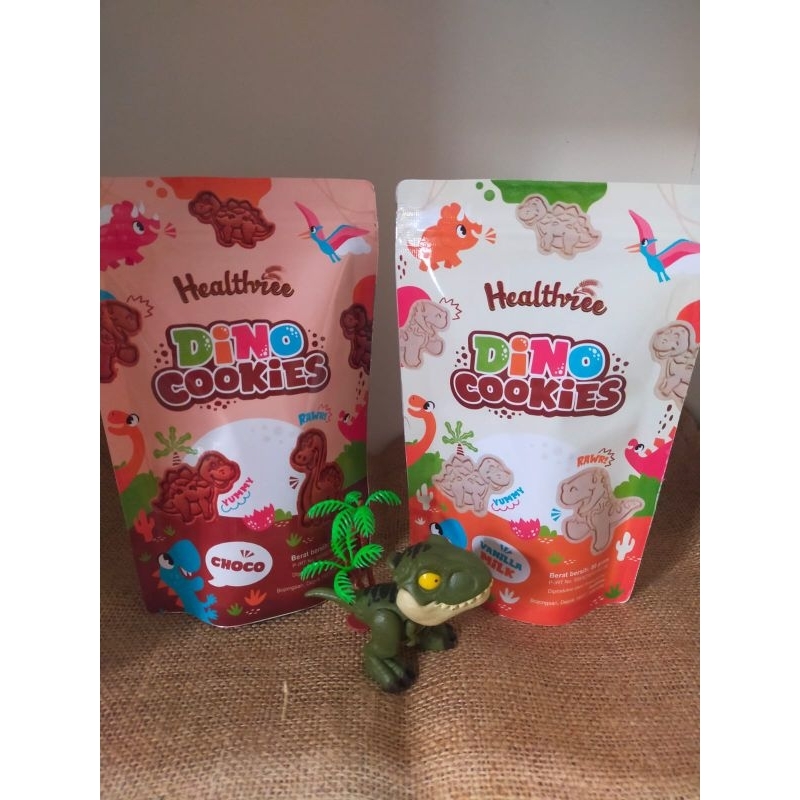 

Healthree Dino Cookies - Choco atau Vanilla Vegan Gluten Free Cookies