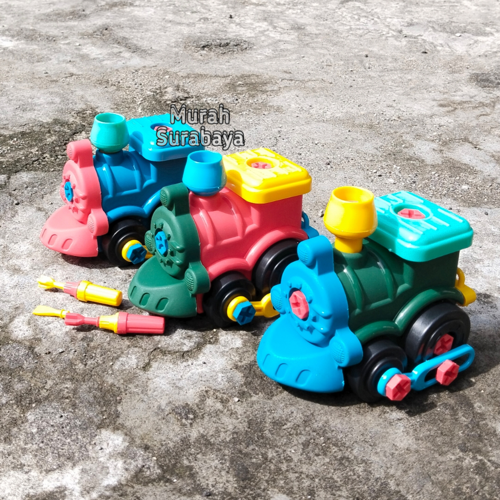 Mainan Anak Bongkar Pasang Funny Kereta Api Set Obeng OCT 5743  DIY Kendaraan Transportasi Terbaru B