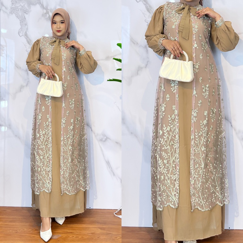 Dress Rompi Tille Seruti Pita / Gamis Rompi Tille Seruti Pita