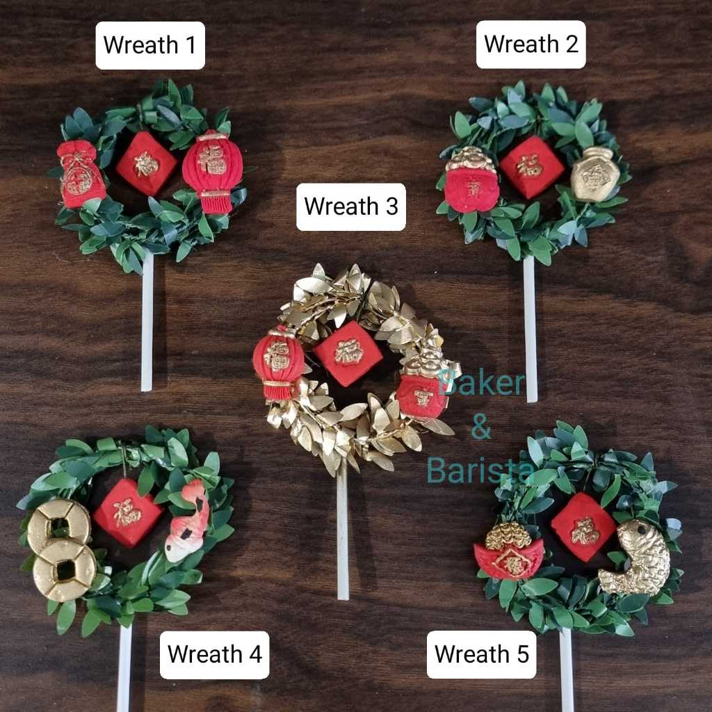 

Tusukan Imlek Wreath/ tusukan kue hiasan hampers imlek jeruk sakura gold