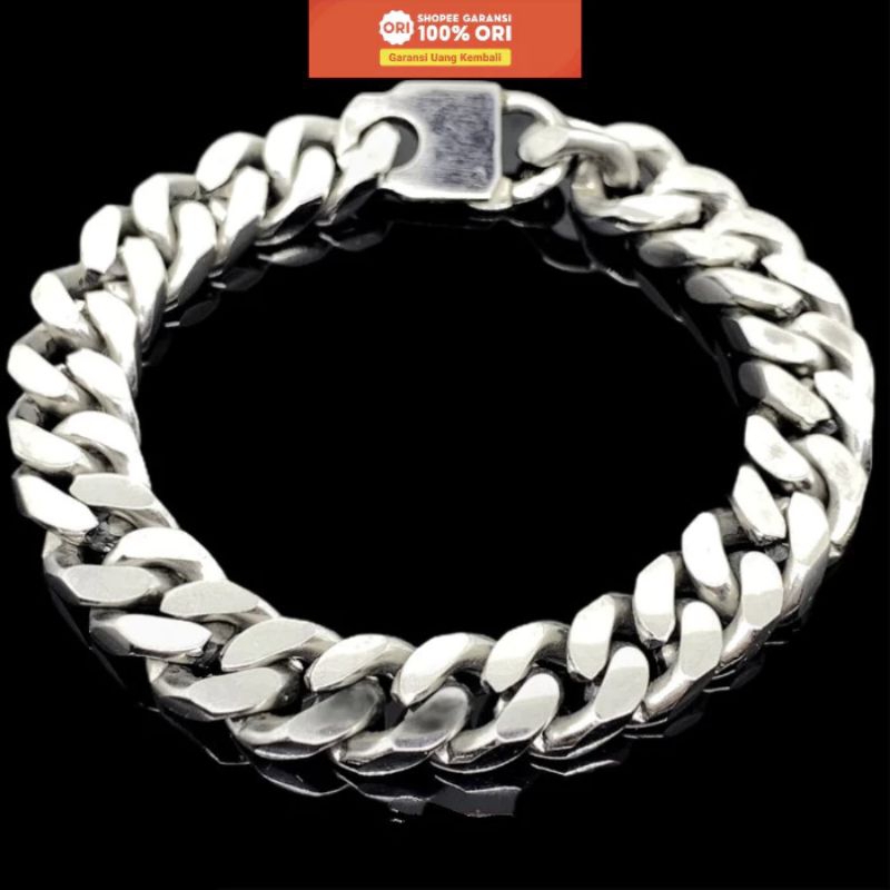 Gelang Titanium Stainless Steel Pria dengan Liontin Bulat