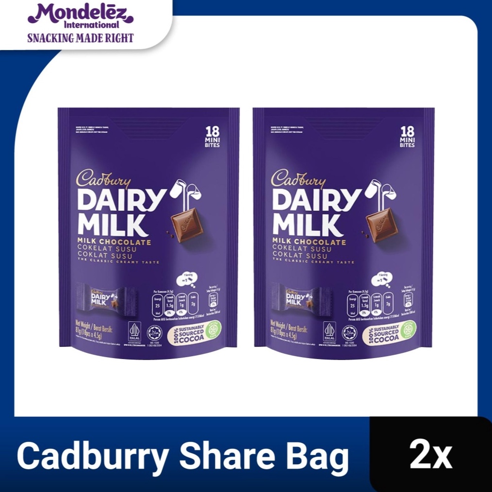 

COD Cadbury Dairy Milk Cokelat Sharebag Isi 18 x 2 gas