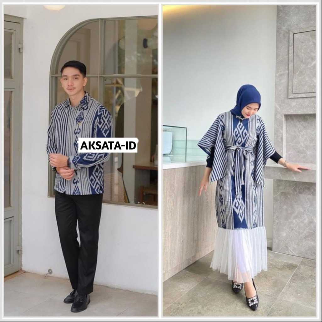 ALIYA DRESS LURIK NAVY - dress wanita - baju couple -pasangan kondangan - outer kondangan